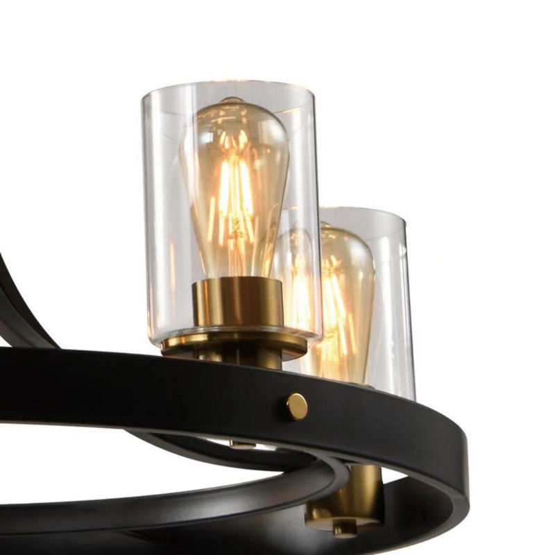 Lustre de style campagnard moderne à 5 lumières de style bougie avec accents en fer forgé Colombes