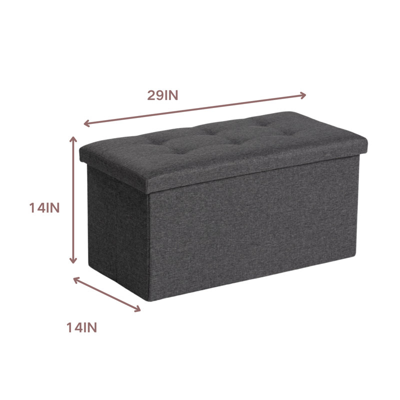 Domerese 29 Inches Folding Storage Ottoman Bench, Storage Chest, Foot Rest Stool, Dark Grey
