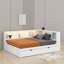 Daybed Frame With 2 Drawers And Storage Shelves, Wooden Corner Bed Sofa Bed With USB Ports And LED-941157046