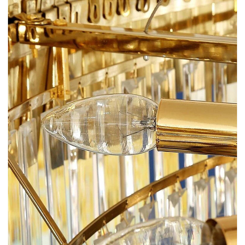 Modern Crystal Chandelier Ceiling Light Fixture for Living Room and Bedroom, Chic Design Lamp, Gold, 16