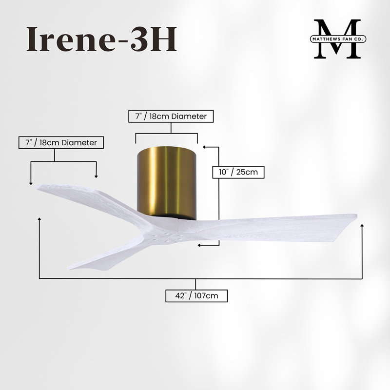 Irene Ceiling Fan, Brushed Brass, Matte White, 42"