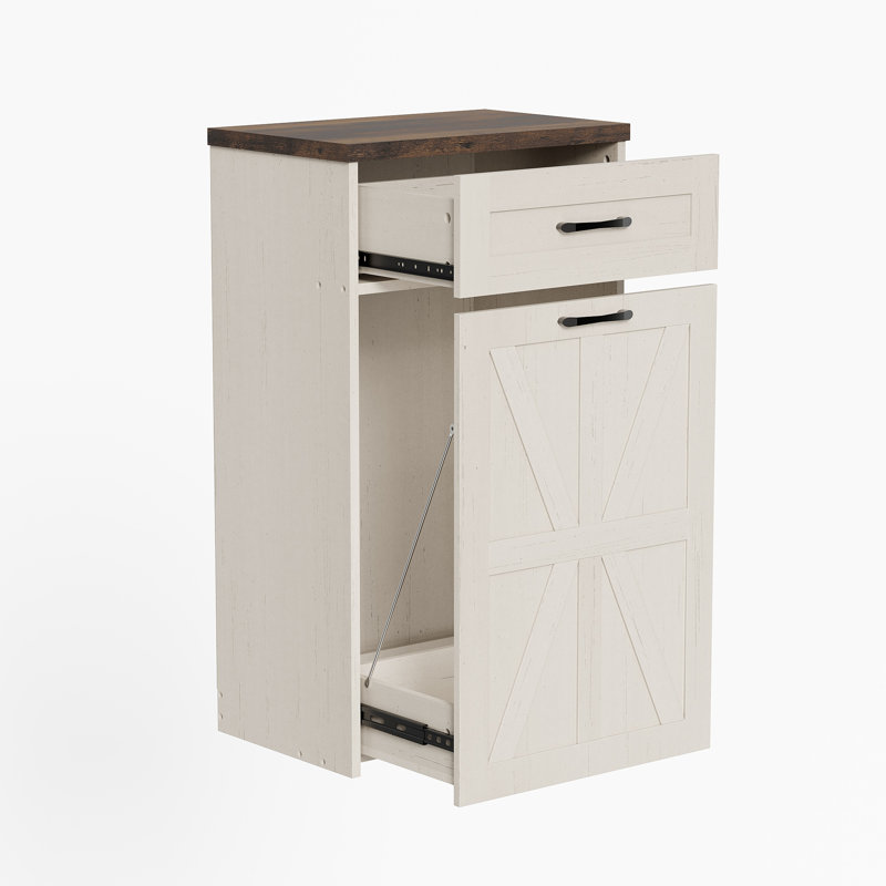 Armoire poubelle autoportante de 13 gallons Farmhouse, Blanc
