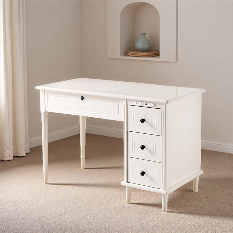 Bureau d'écriture blanc durable avec rangement de petite taille