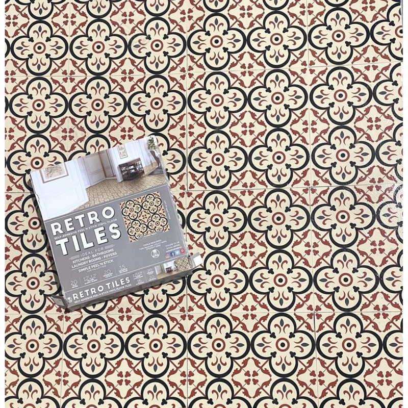 Retro Self Adhesive 12" x 12" x 1.5mm Luxury Vinyl Tile, Burch
