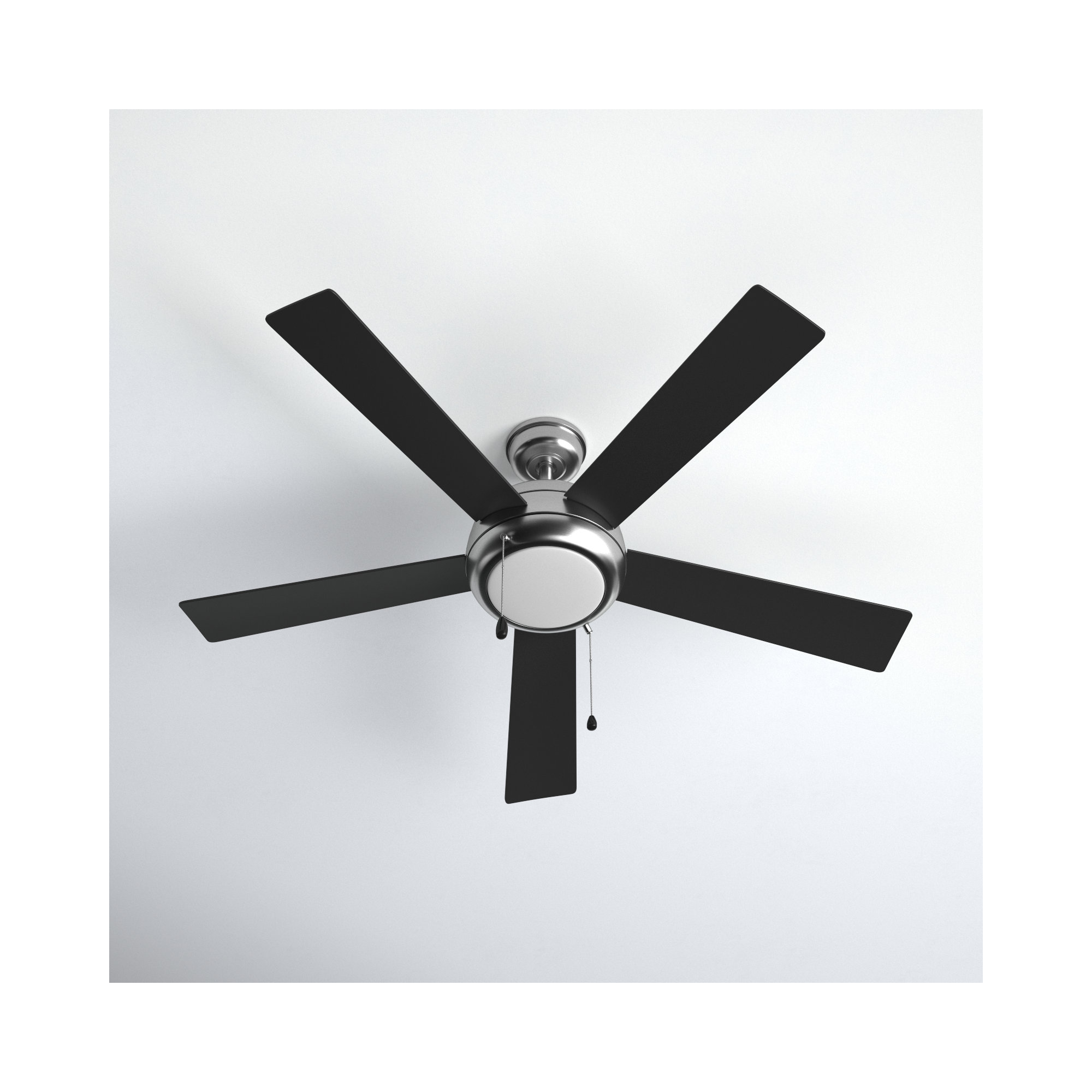 Marcin 52'' 5 Blade Ceiling Fan with LED Light Kit, Brushed Nickel Bronze with Black Blade