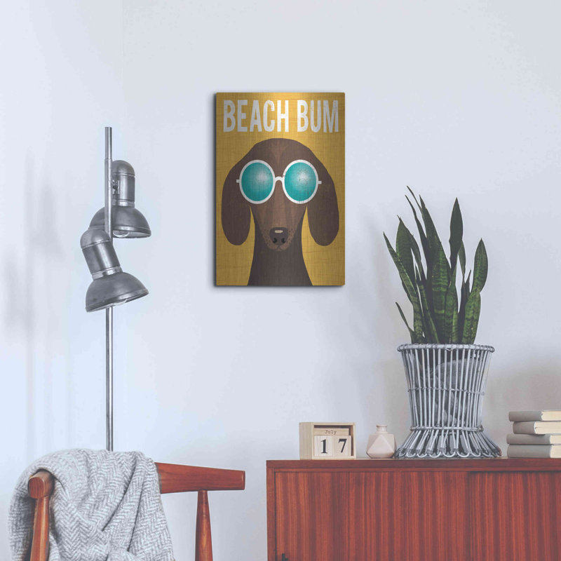 Trinx «Beach Dachshund I» par Michael Mullan, art mural en métal, H 24 po x l 16 po
