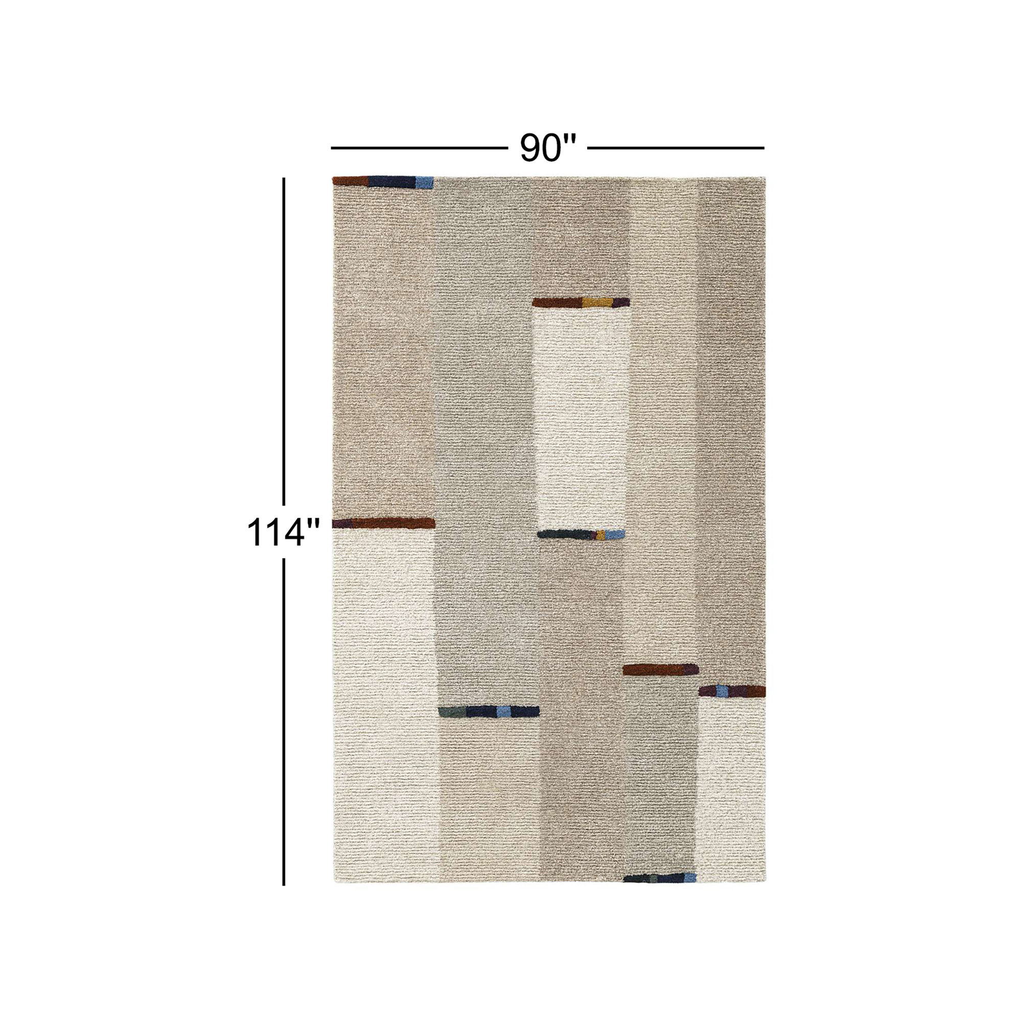 Rectangle Geometric Hand Tufted Wool Area Rug in Natural/Ivory, Rectange 7'6" x 9'6"