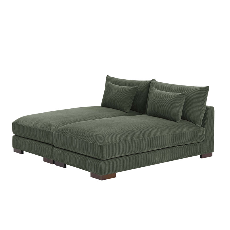 Canapé-lit modulaire sans accoudoirs avec coussins réversibles 69 po Jaeliah, Vert, Version standard