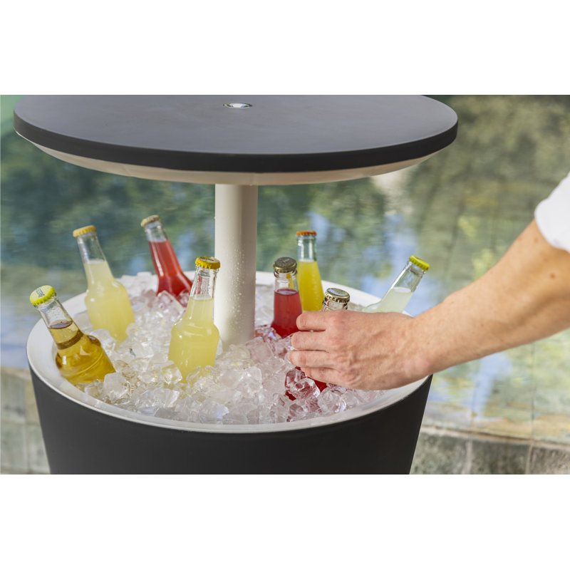 Keter 32 Qt. Cool Bar Cooler Outdoor Weather Resistant Patio Furniture 2 in 1 Pop Up Cocktail Side Table and Beverage Cooler Combo