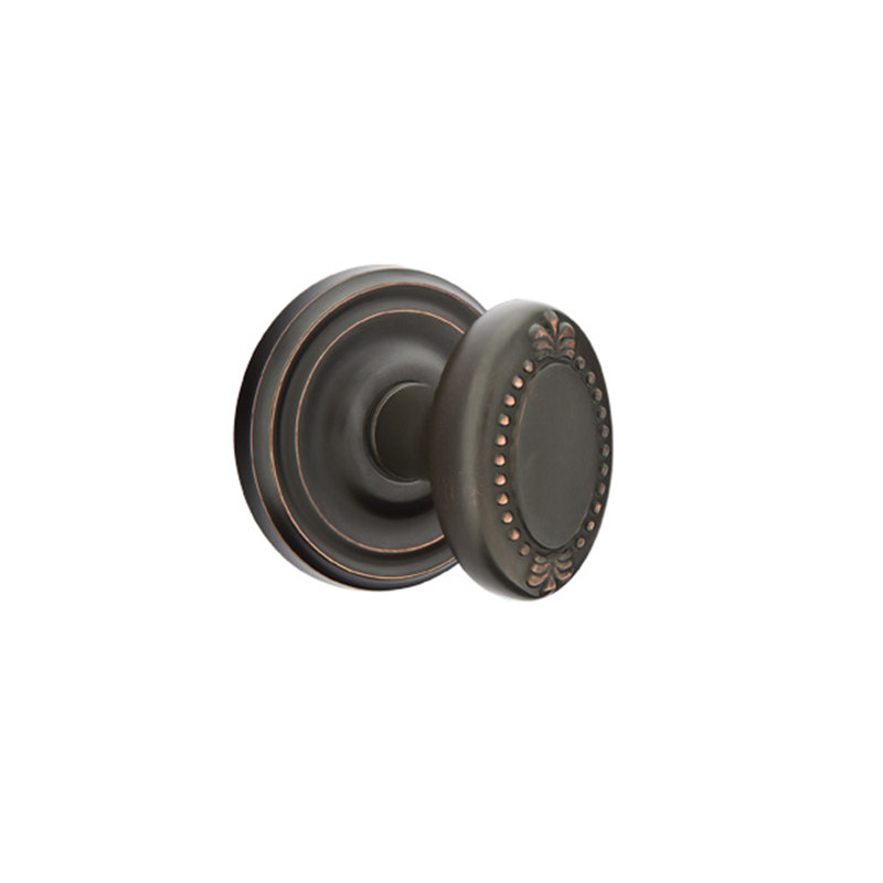 Double œuf perlé bouton avec rose régulier, Bronze huilé