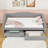 Twin XL Linen Upholstered Daybed with LED Lighting and Dual Storage Drawers-783720433
