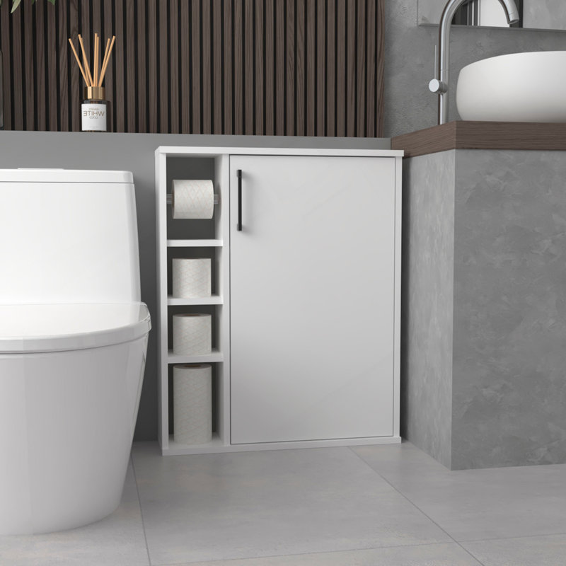 Meller Wall-Mounted Medicine Cabinet With One Door And 3 Open Shelves, Modern Bathroom Storage Organizer