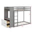 Lit superposé simple avec 4 tiroirs de rangement, tringle, bande lumineuse, tablettes intégrées et panneaux perforés doubles-902967923