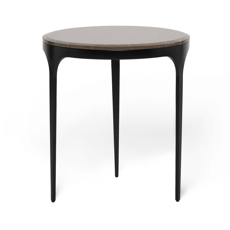 Camilla Marble End Table, Matte Black, Terra Brown, 22" H x 20" W x 20" D