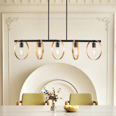 Zarely 5 - Light Dimmable Kitchen Island Pendant Modern Linear Chandelier Dining Room Light Fixture