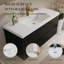 Meuble-lavabo mural flottant de 48 po avec lavabo, comptoir en résine de pierre, bois, tiroirs à fermeture en douceur préassemblés, intérieur spacieux en forme de U, rangement sécuritaire et sécuritaire