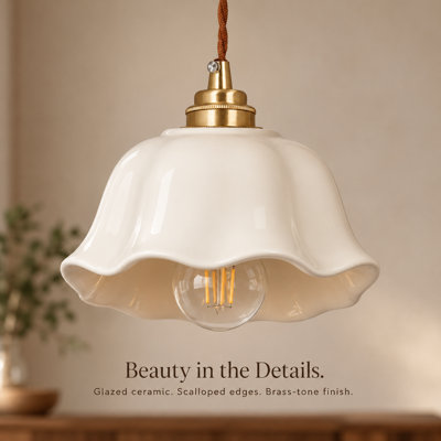 Luminaire suspendu simple en céramique 1 lumière Mid-Century moderne (ampoule incluse)