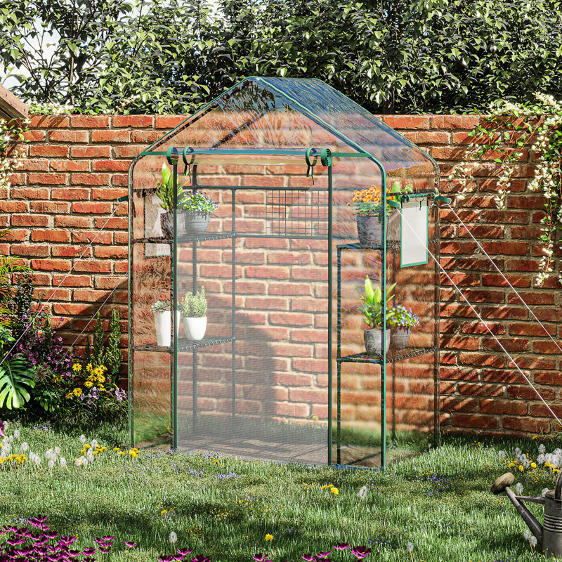 Walk-in Garden Greenhouse - 3 6 Shelves, Plants From Rain, Trellis, Mesh Door & Windows Portable For Outdoors , Organization, Windows, To Sagging