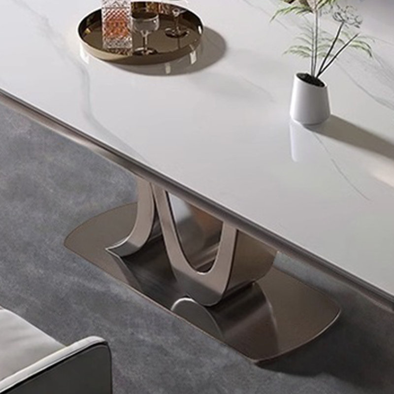 Table et chaise de luxe domestique, Blanc / gris, H 29,5 po x L 62,9 po x l 33,4 po