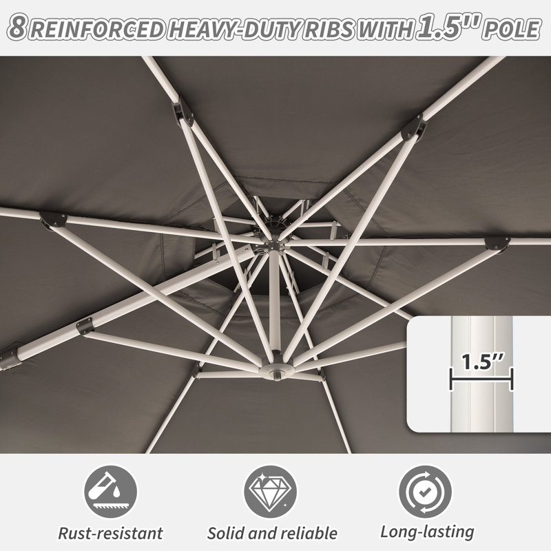 Parasol en porte-à-faux 137,8 po Jiaxian, Gris