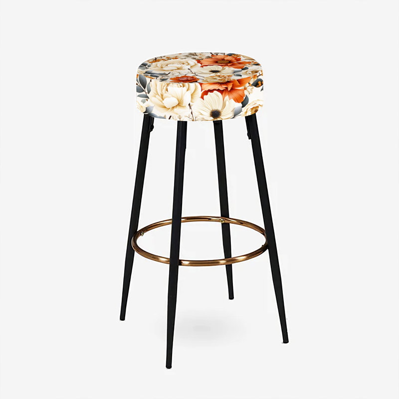 Ensemble de 2 tabourets de bar rétro brun rustique floral