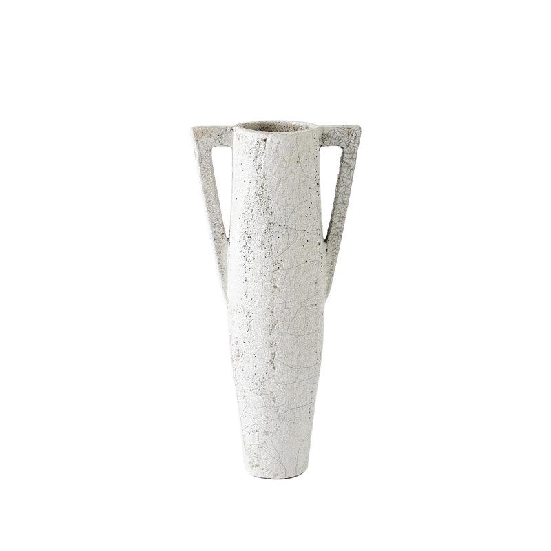 Diaphony Handmade Ceramic Table Vase, Light Gray