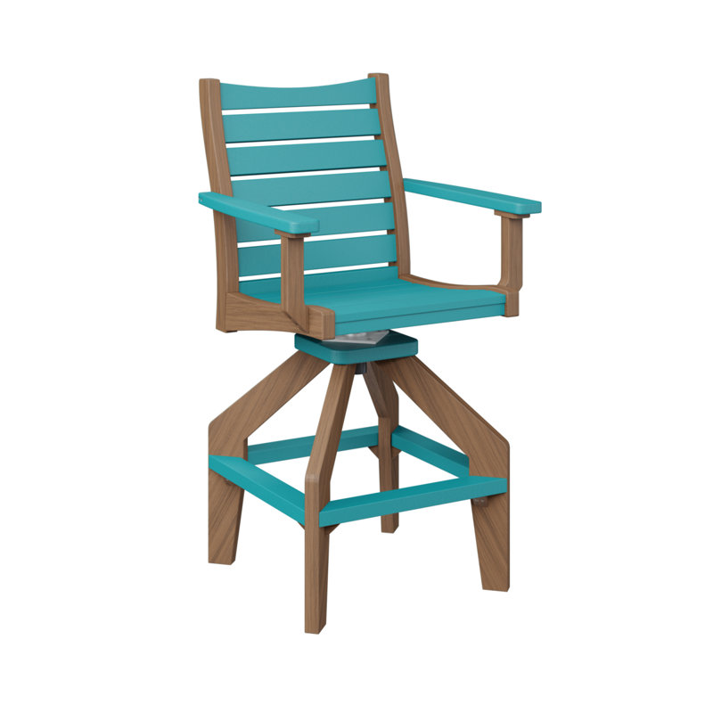 Chaise de bar pivotante Berlin Gardens Bristol, Bleu Aruba, Acajou antique