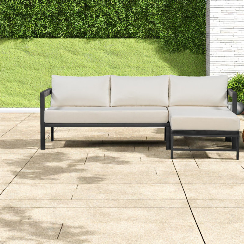 Comfortable Modern Patio Sofa Set, Weather-resistant Iron Frame With Thick Cushions For Balcony And Garden