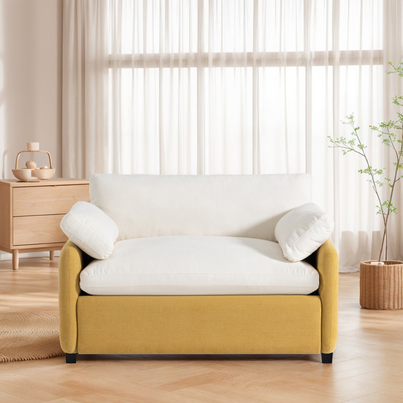 Fauteuil d'appoint 50 po, Blanc / jaune