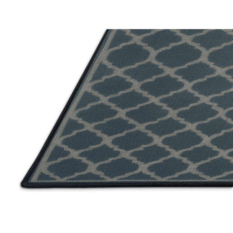 Tapis noir en treillis lavable à la machine, Rond 5 pi