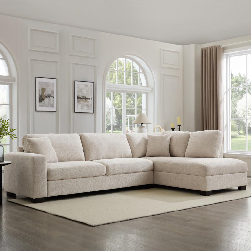 Tristan Corner Sofa, Beige Chenille, Right Hand Facing