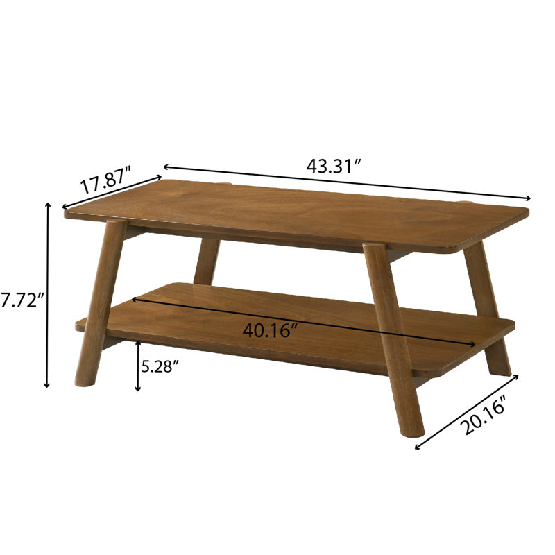 Table basse rectangulaire avec plateau en bois manufacturé et tablette