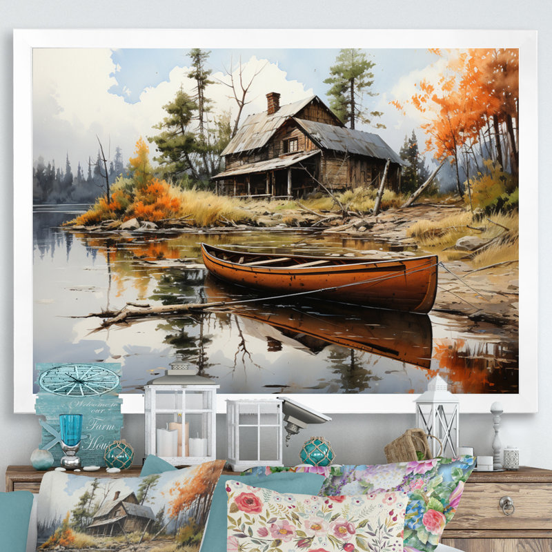 Betsi Brown Lakehouse Reflections of Solitude III - impression, H 30 po x l 40 po x P 1,5 po, Cadre simple blanc