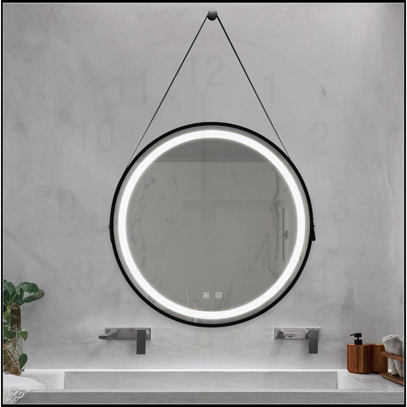 Miroir de salle de bain avec éclairage réglable et fonction antibuée, 32 po x 32 po