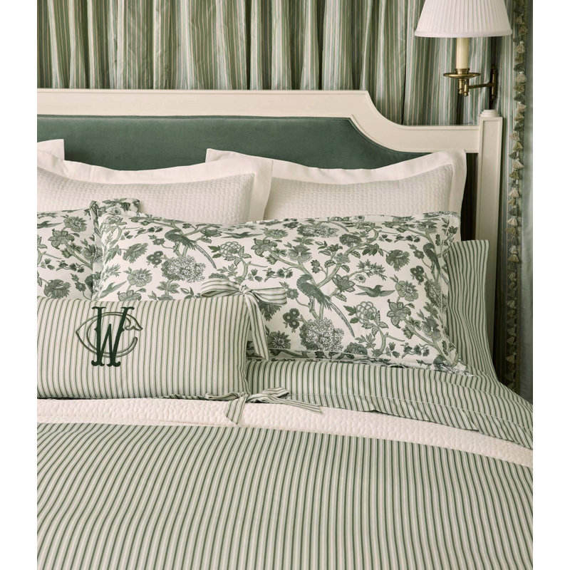 Windsor Stripe Classic Printed Sheet Set, Full/Queen Sheet Set with 2 Pillowcases, Stripe Moss