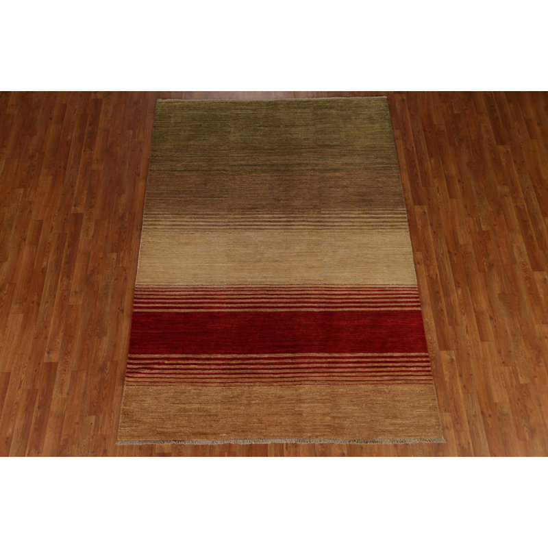 Tapis rayé moderne Gabbeh Kashkoli fait à la main 6 x 8