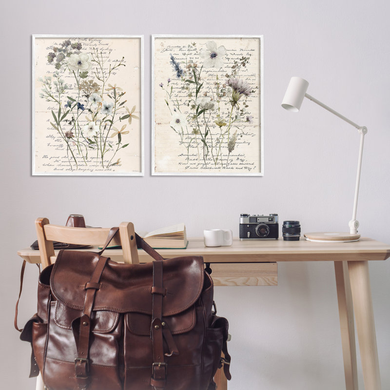  «Vintage Letters with Botanicals», ensemble de 2 giclées par Carol Robinson, H 30 po x l 24 po