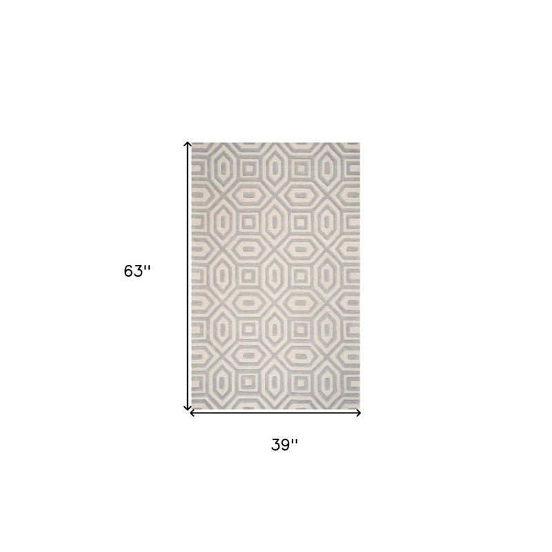 Tapis d'intérieur gris touffeté à la main 3 pi x 5 pi