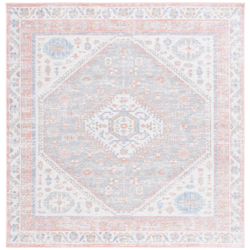Tapis beige / bleu rose Beecher Bayside 118, Carré 3 pi