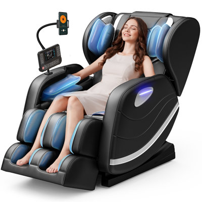 Zero Gravity Massage Chair, SL Track Full Body Recliner with 12 Rollers,Heating, Bluetooth, 8 Airbags & Phone Holder, Two-Tone Faux Leather