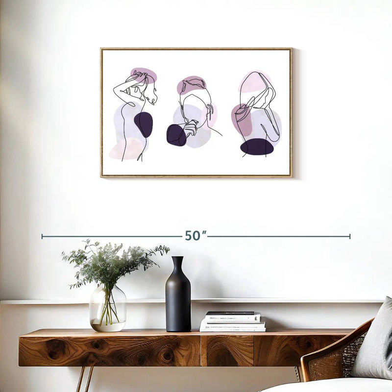 Women One Line, Cadre flottant en bois naturel, 31 po x 21 po