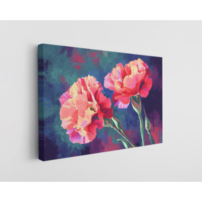 Oeillet, reproduction sur toile, art mural floral éclatant, décor de peinture à l'huile
