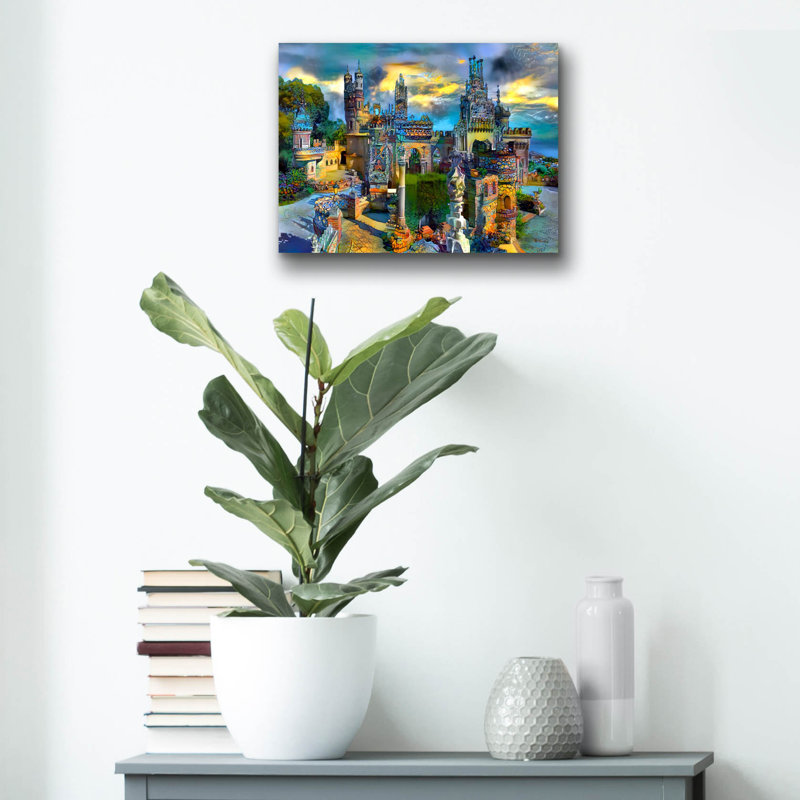 "Benalmadena, Espagne, Château de Colomares" par Pierre Gavidia, H 12 po x l 16 po x P 0,13 po