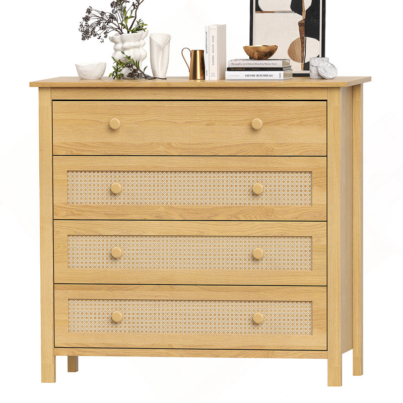 Sideboard Buffet Cabinet With 4 Drawers, Wooden Console Cabinet For Kitchen,Living Room, Dining Room, Natural