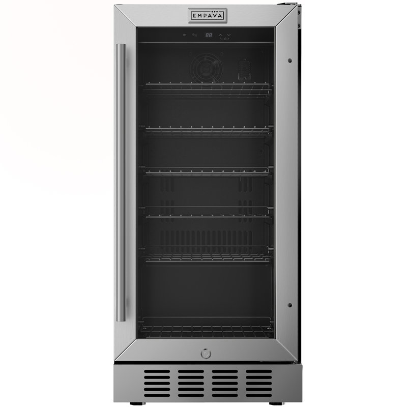 15 in. 80 (12 oz.) Can Built-In Beverage Cooler Fridge w/ Precision Temp Controls, Adjustable Shelves in Black