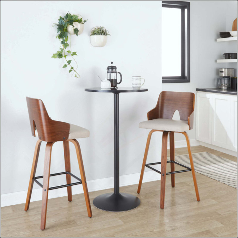 Tabouret de bar à hauteur fixe avec pivotant, repose-pieds carré en métal - ensemble de 2