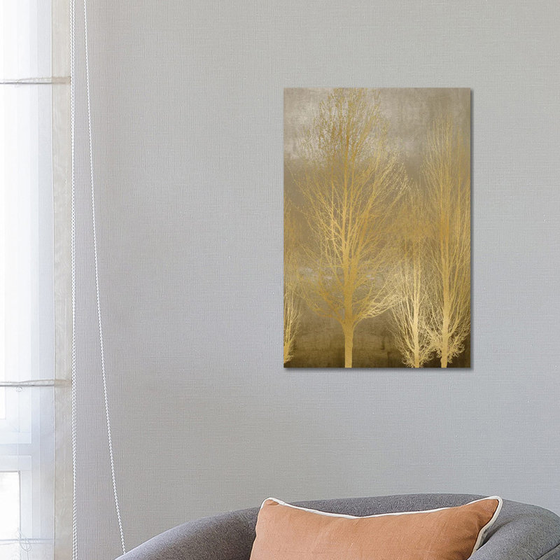 Gold Trees On Brown Panel II by Kate Bennett - Wrapped Canvas Painting, 66.04 cm H x 45.72 cm W x 3.175 cm D