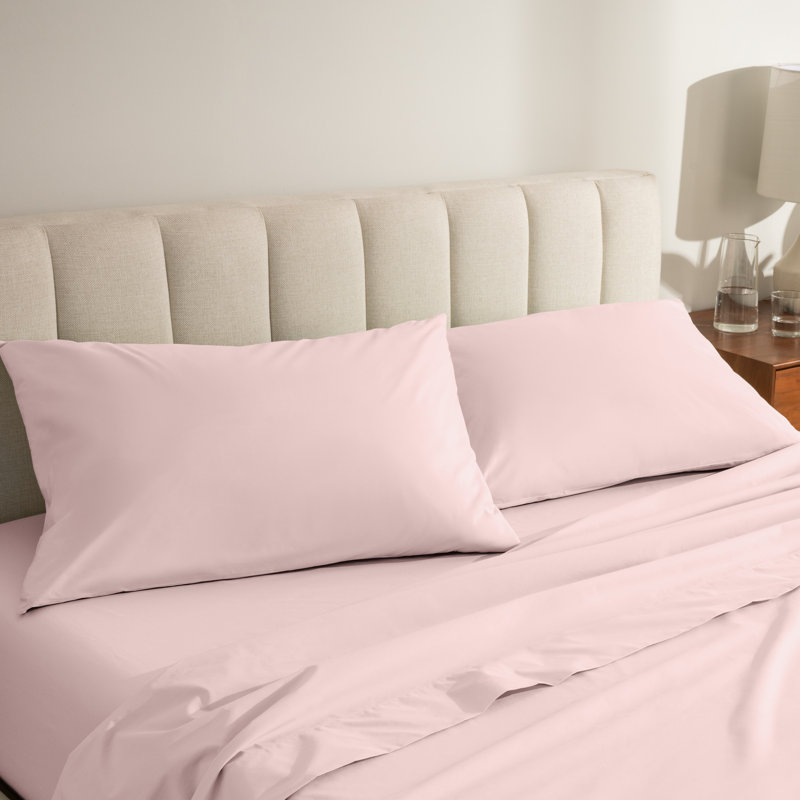 Taie d'oreiller 100% coton biologique percale, 2 très grandes taies d'oreiller, Rose poudreux