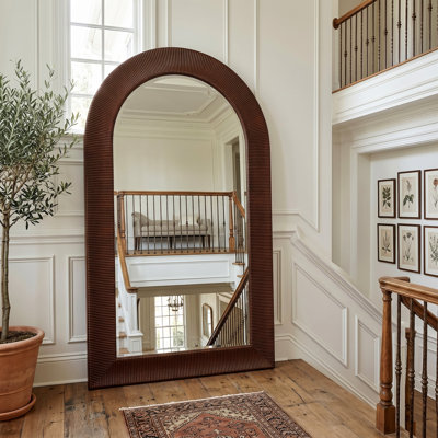 Squared Arch Full Length Floor Mirror with Scalloped Wooden Frame