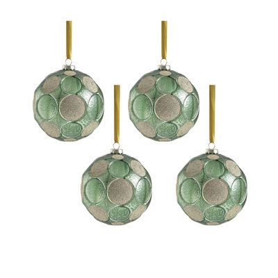 Serenity 4-Piece Set Matte Frosted 4.75" Glass Ball Ornaments